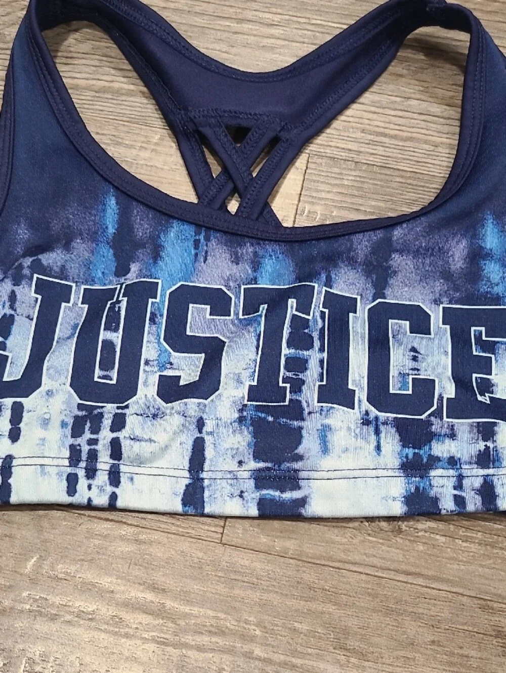 Justice Navy and Light Blue Tie-Dye Racerback Sports Bra Size 30
